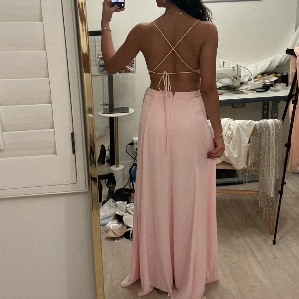 Open back pink maxi dress